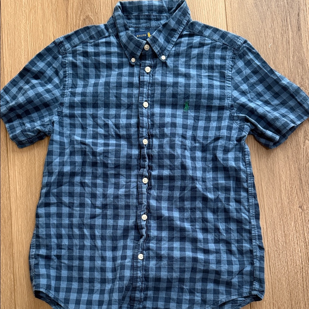 Polo by Ralph Lauren boys  Navy Plaid Shirt Sz L (14-16)